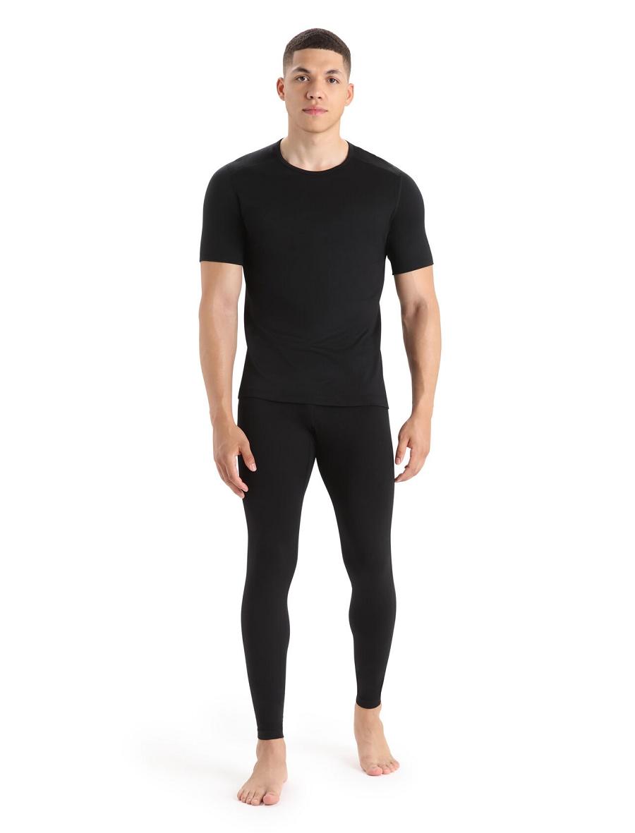 Base Layers Icebreaker Merino 200 Oasis Krótkie Sleeve Crewe Thermal Top Męskie Czarne | PL 1557LISH